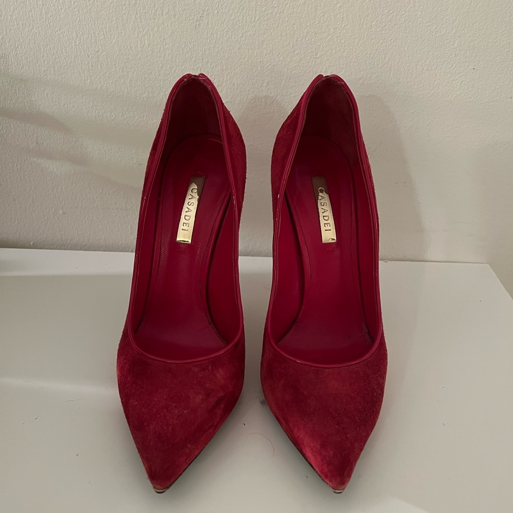 Casadei Red Suede Heels